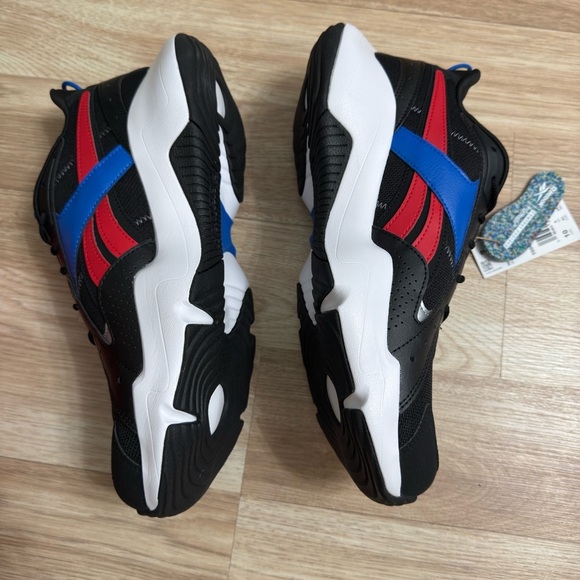 Reebok Turbo Restyle Sneaker Unisex Adults 10 Black/Cobalt/Vector Red Lace Up~ - Picture 8 of 12